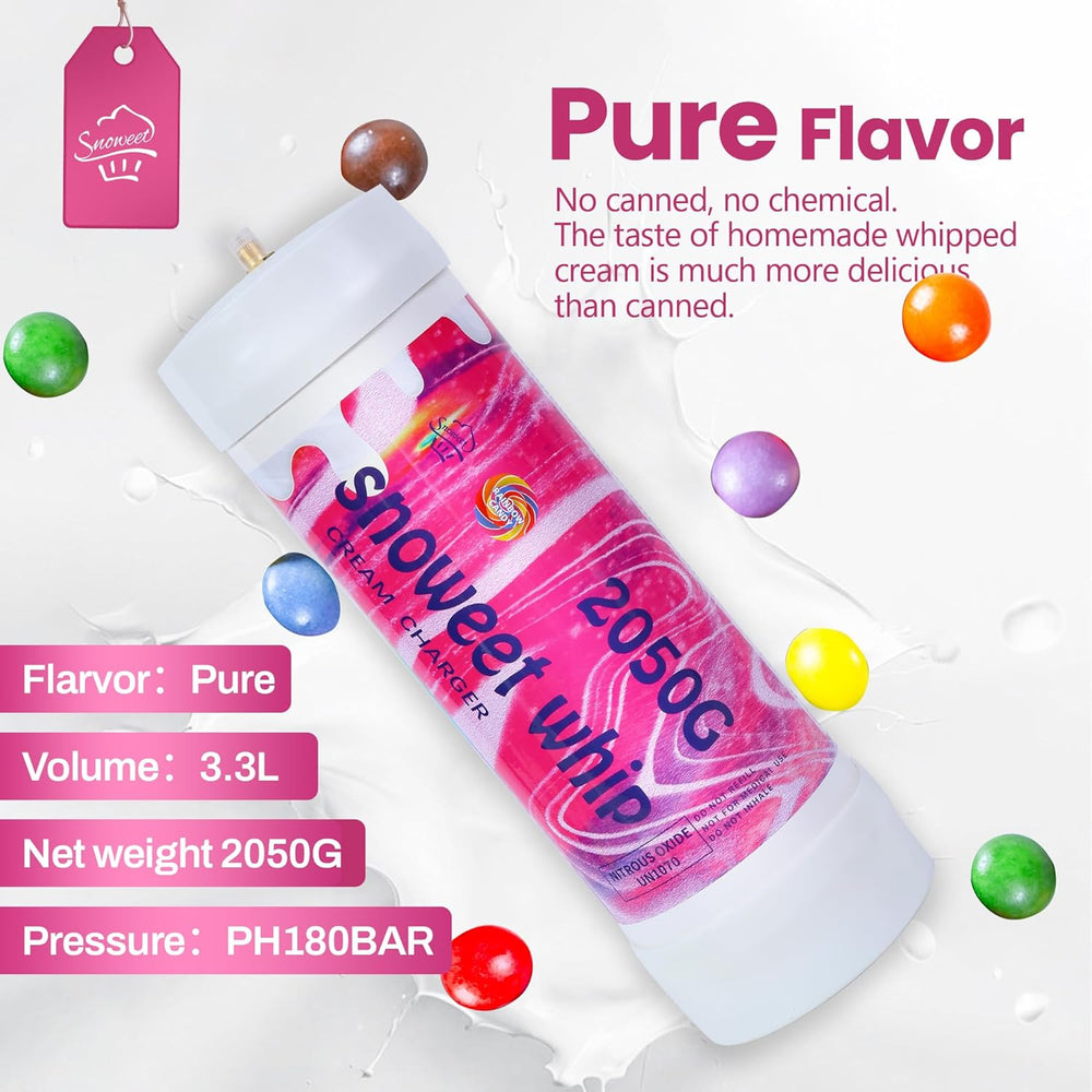 SNOWEET Whipped Cream Charger 3.3L/2050g  Food Grade Tanks , Nitrous Oxide Whipped Cream, N2O Gas Whip Cream Charger(Rainbow  2 Cylinders)